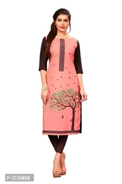 Women's Multicolor Printed Full-Stitched American Crepe Straight Kurti-thumb0