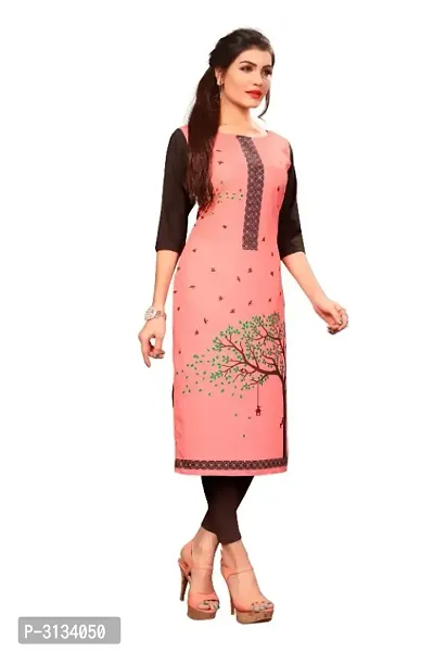 Women's Multicolor Printed Full-Stitched American Crepe Straight Kurti-thumb3