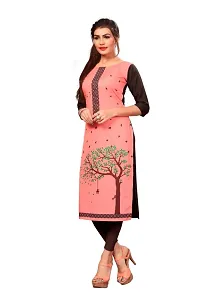 Women's Multicolor Printed Full-Stitched American Crepe Straight Kurti-thumb3