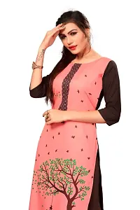 Women's Multicolor Printed Full-Stitched American Crepe Straight Kurti-thumb4