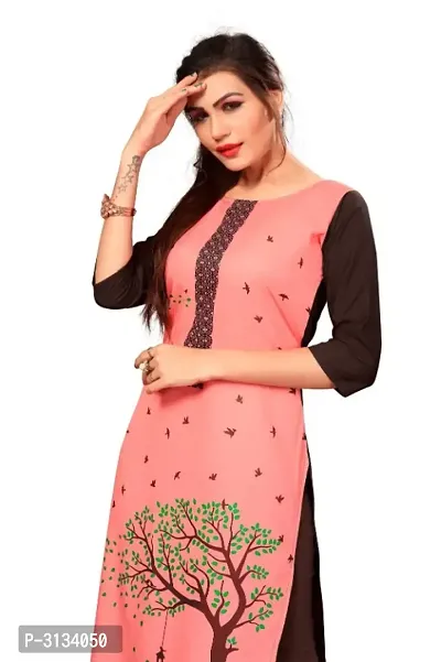 Women's Multicolor Printed Full-Stitched American Crepe Straight Kurti-thumb5