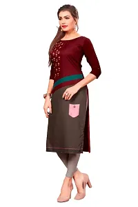 Women's Multicolor Printed Full-Stitched American Crepe Straight Kurti-thumb3