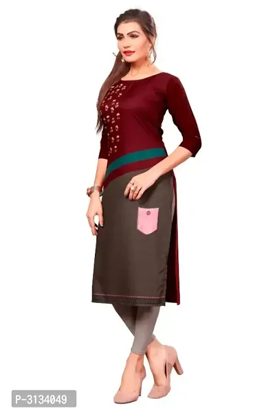 Women's Multicolor Printed Full-Stitched American Crepe Straight Kurti-thumb4