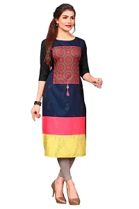 Women's Multicolor Printed Full-Stitched American Crepe Straight Kurti-thumb2