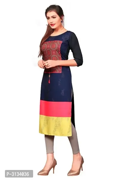 Women's Multicolor Printed Full-Stitched American Crepe Straight Kurti-thumb4