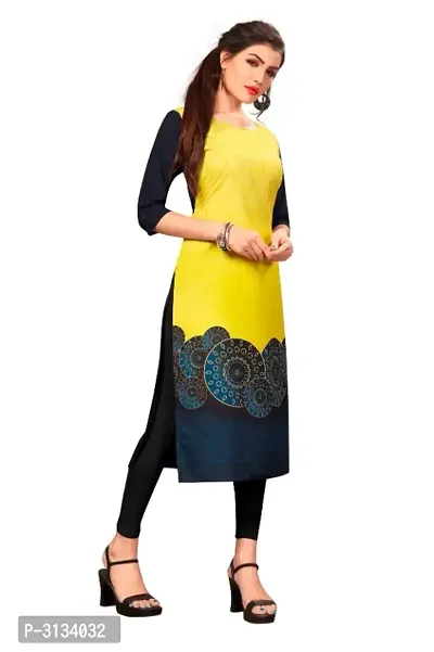 Women's Multicolor Printed Full-Stitched American Crepe Straight Kurti-thumb3