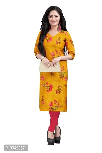 Yellow Color Printed Straight Crepe Kurta-thumb5