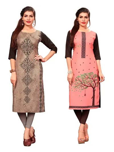 Pack Of 2 Crepe Printed Kurtis