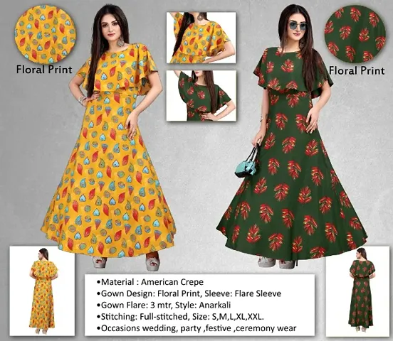 Buy 1 Get 1 Free Crepe Ethnic Gowns