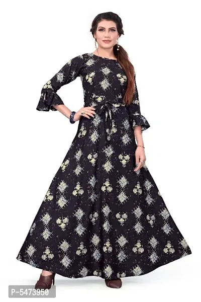 Coffee Crepe Digital Printed Kurtas For Women