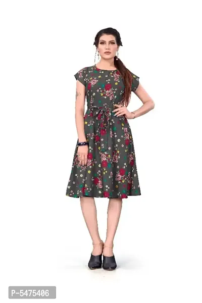 Women's Printed Western Wear Fit and Flare Dress-thumb0