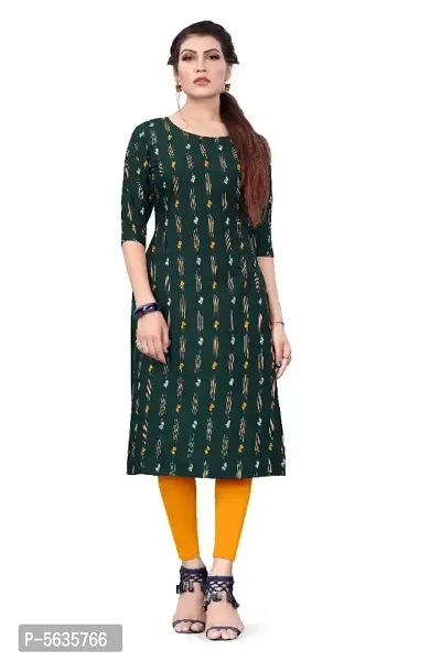 Women's Printed Full-Stitched Crepe Straight Kurti