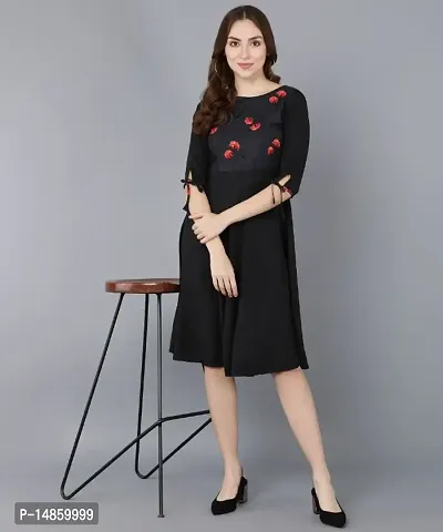 Women Crepe Fit and Flare Dress-thumb0