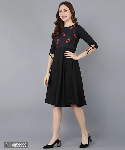 Women Crepe Fit and Flare Dress-thumb3