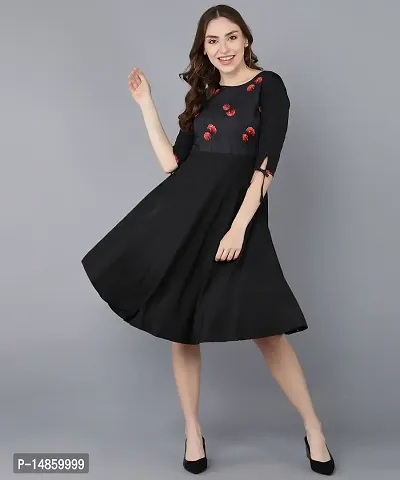 Women Crepe Fit and Flare Dress-thumb4