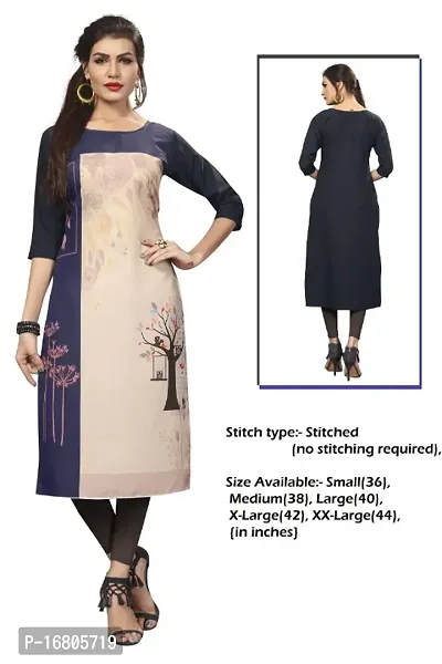 Beautiful Printed Full-Stitched Crepe Straight Kurta for Women-thumb0