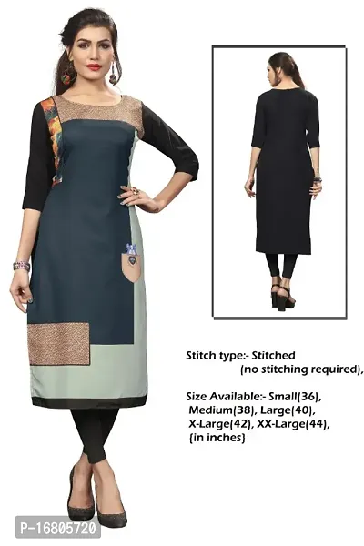 Beautiful Printed Full-Stitched Crepe Straight Kurta for Women