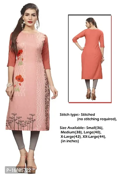 Beautiful Printed Full-Stitched Crepe Straight Kurta for Women