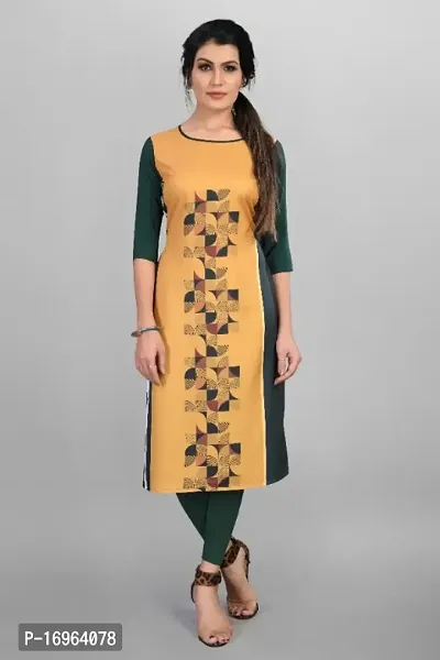 Womens Ethnic Wear Printed Crepe Straight Kurti-thumb0