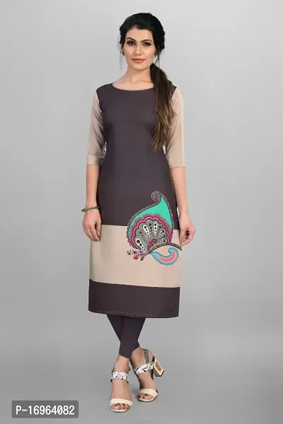 Womens Ethnic Wear Printed Crepe Straight Kurti-thumb0