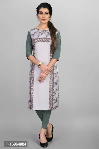 Womens Ethnic Wear Printed Crepe Straight Kurti-thumb0