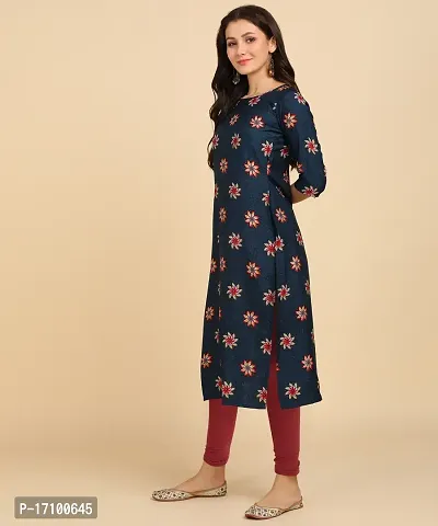 Womens Printed Full-Stitched Crepe Straight Kurti-thumb5