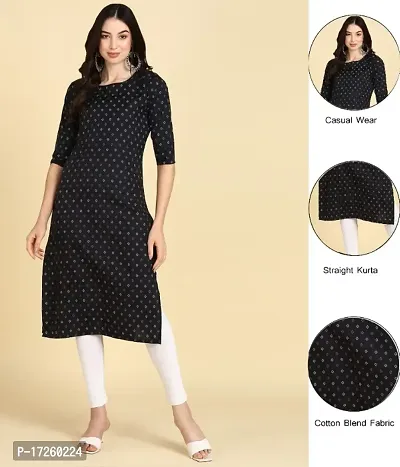 Women Printed Cotton Blend Straight Kurta