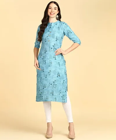 Fancy Printed Crepe Straight Kurtis