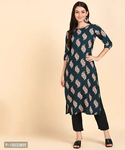 Women's Crepe Long Straight Printed Kurta with Pant