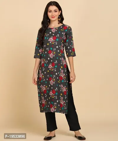 Women's Crepe Long Straight Printed Kurta with Pant