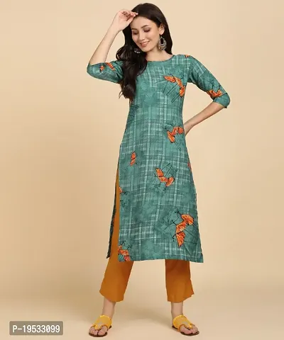 Women's Crepe Long Straight Printed Kurta with Pant