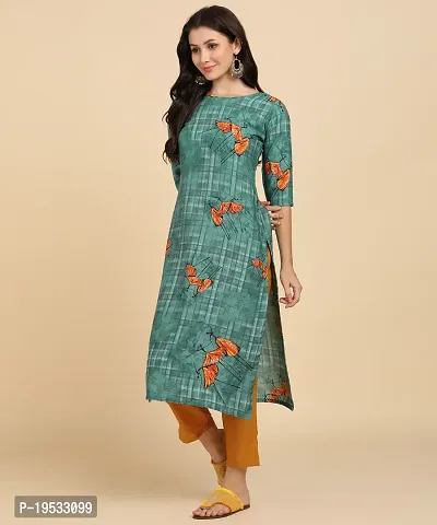 Women's Crepe Long Straight Printed Kurta with Pant-thumb5