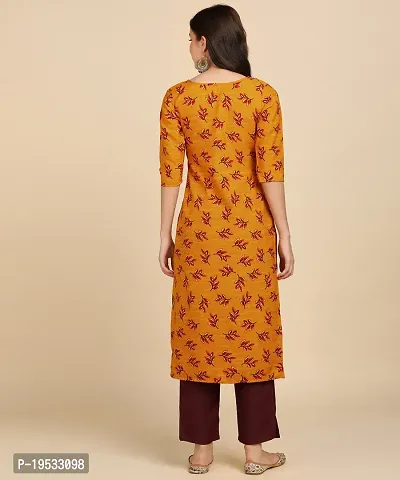 Women's Crepe Long Straight Printed Kurta with Pant-thumb3