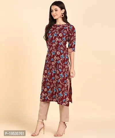 Womens Crepe Long Straight Printed Kurta with Pant-thumb5