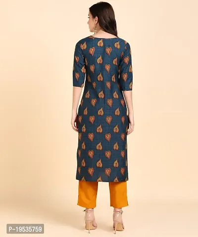 Womens Crepe Long Straight Printed Kurta with Pant-thumb2