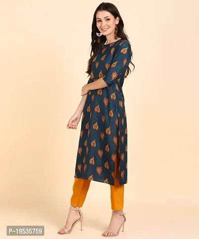 Womens Crepe Long Straight Printed Kurta with Pant-thumb5