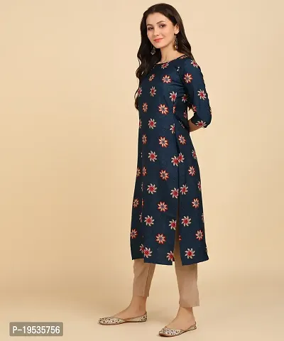 Womens Crepe Long Straight Printed Kurta with Pant-thumb4