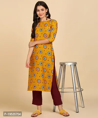 Womens Crepe Long Straight Printed Kurta with Pant-thumb4