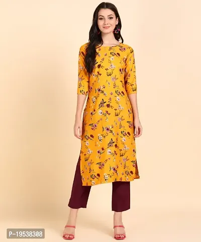 Womens Crepe Long Straight Printed Kurta with Pant-thumb0