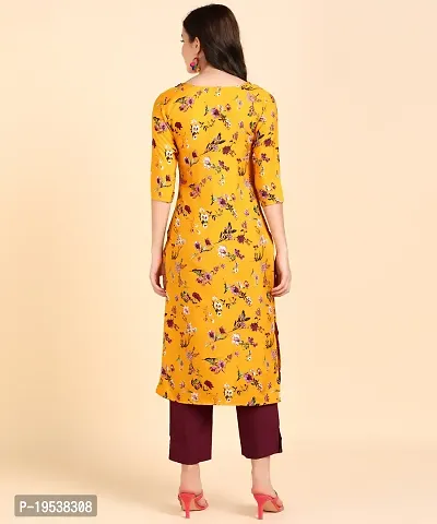 Womens Crepe Long Straight Printed Kurta with Pant-thumb4