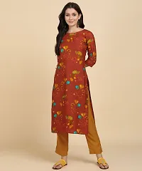 Womens Crepe Long Straight Printed Kurta with Pant-thumb4