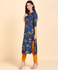 Kurti Pant Set for Women - Crepe Long Straight Printed Kurta with Pant-thumb1