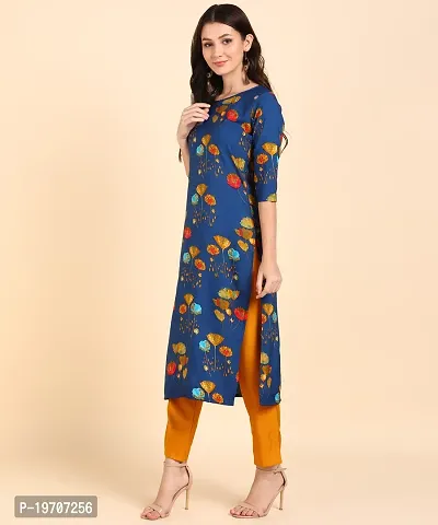 Kurti Pant Set for Women - Crepe Long Straight Printed Kurta with Pant-thumb2