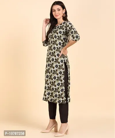 Kurti Pant Set for Women - Crepe Long Straight Printed Kurta with Pant-thumb3