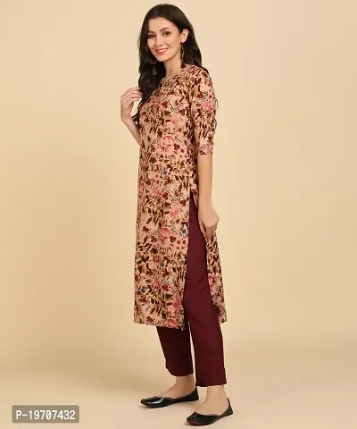 Kurti Pant Set for Women - Crepe Long Straight Printed Kurta with Pant-thumb5