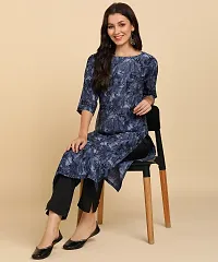 Kurti Pant Set for Women - Crepe Long Straight Printed Kurta with Pant-thumb1