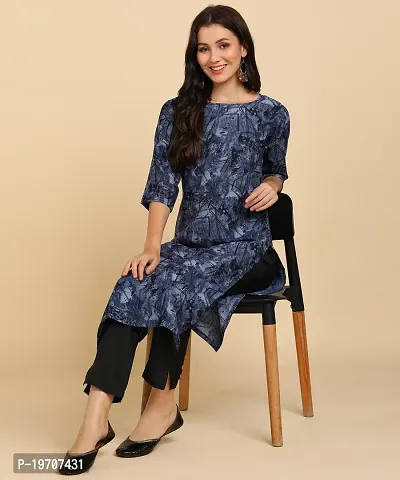 Kurti Pant Set for Women - Crepe Long Straight Printed Kurta with Pant-thumb2