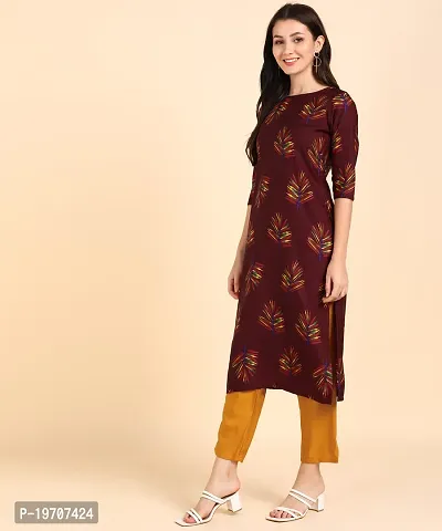 Kurti Pant Set for Women - Crepe Long Straight Printed Kurta with Pant-thumb5