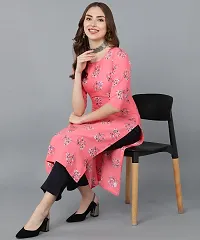 Kurti Pant Set for Women - Crepe Long Straight Printed Kurta with Pant-thumb1