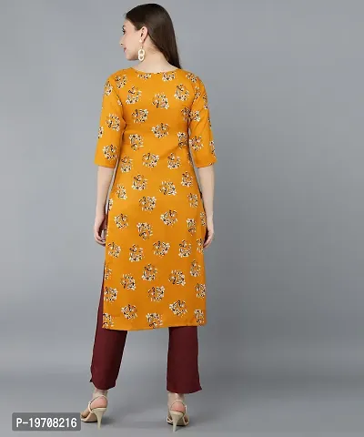 Kurti Pant Set for Women - Crepe Long Straight Printed Kurta with Pant-thumb4